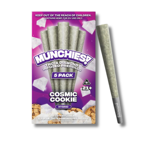 Delta Munchies THCA Infused Diamond Wax Pre Rolls 5 Pack