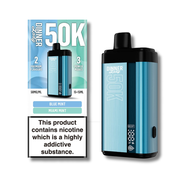 Dinner Lady 50K Disposable Vape Two Flavors In One - Blue Mint & Miami Mint