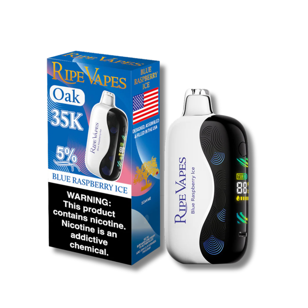 Ripe Vapes Oak 35K Disposable Vape Blue Raspberry Ice Flavor