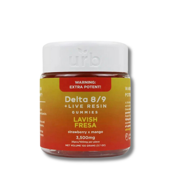 URB Delta 8/9 Live Resin Gummies 3500mg 35CT. Lavish Fresa