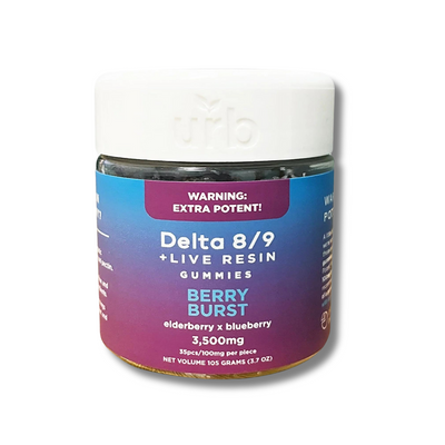 URB Delta 8/9 Live Resin Gummies 3500mg 35CT. Berry Burst Flavor