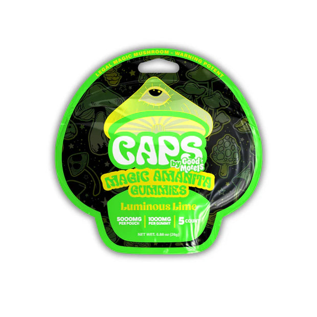 CAPS Magic Amanita Mushroom Gummies 5000mg By Good Morels Luminous Lime